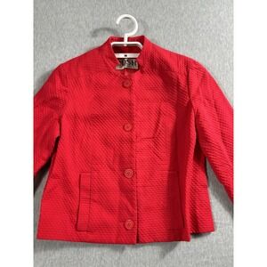 Vintage Posh by Jay Anderson Blazer Size S Red Waffle Cropped Button Up Mod‎